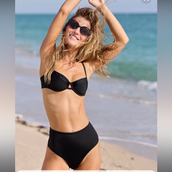 Aerie Black high waisted cheeky Bikini bottom - Picture 1 of 7